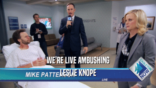 WE'RE LIVE AMBUSHING LESLIE KNOPE 