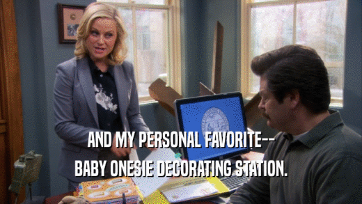 AND MY PERSONAL FAVORITE-- BABY ONESIE DECORATING STATION. 