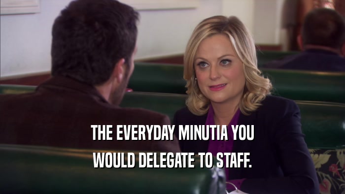 THE EVERYDAY MINUTIA YOU WOULD DELEGATE TO STAFF. 