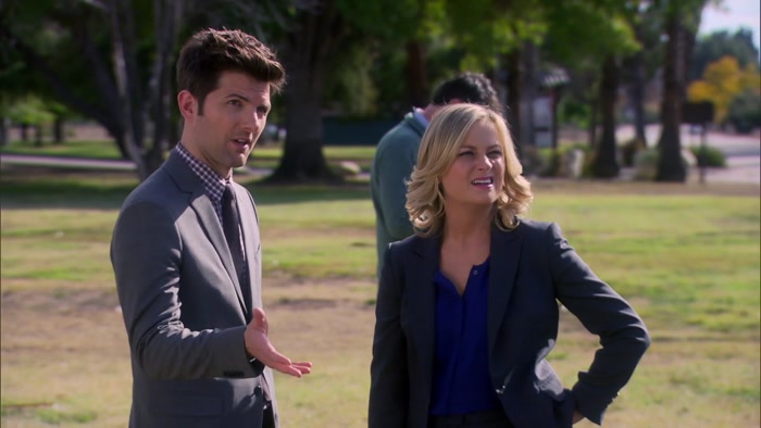THE WRONG WAY AND IT'S WELCOMING YOU TO PAWNEE AS YOU'RE LEAVING. 