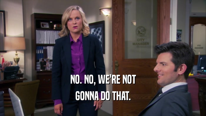 NO. NO, WE'RE NOT GONNA DO THAT. 