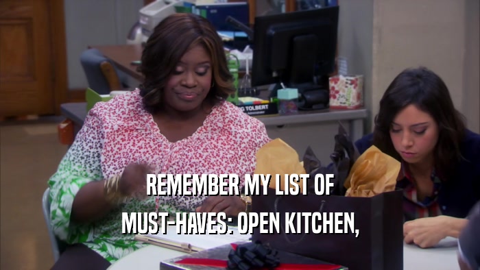 REMEMBER MY LIST OF MUST-HAVES: OPEN KITCHEN, 