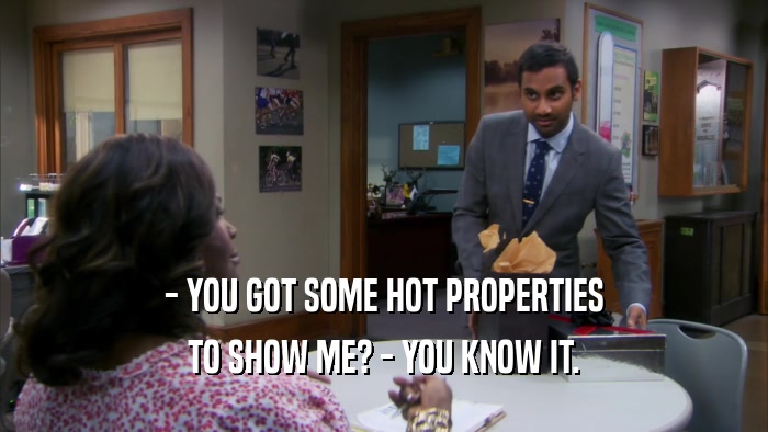 - YOU GOT SOME HOT PROPERTIES TO SHOW ME? - YOU KNOW IT. 