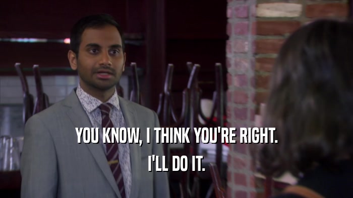 YOU KNOW, I THINK YOU'RE RIGHT. I'LL DO IT. 