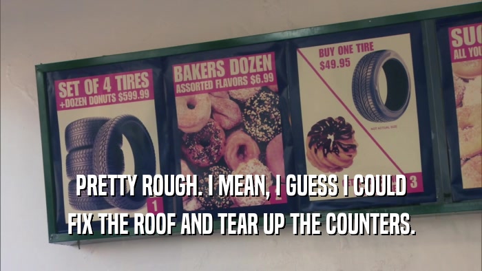 PRETTY ROUGH. I MEAN, I GUESS I COULD FIX THE ROOF AND TEAR UP THE COUNTERS. 