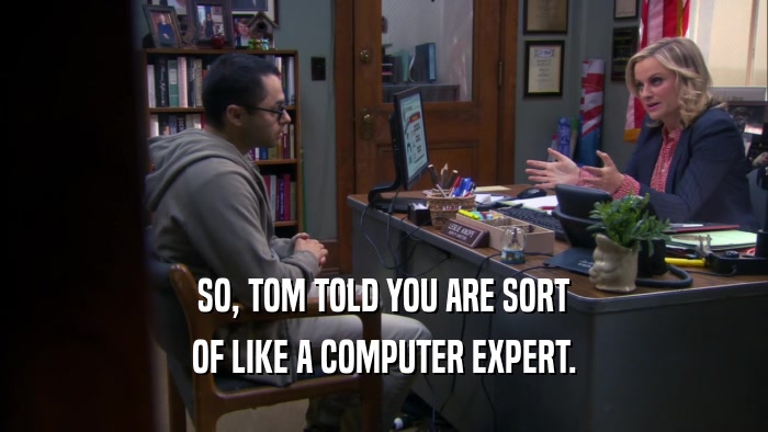 SO, TOM TOLD YOU ARE SORT OF LIKE A COMPUTER EXPERT. 