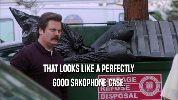 THAT LOOKS LIKE A PERFECTLY GOOD SAXOPHONE CASE. 