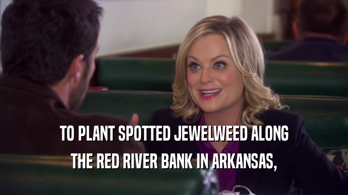TO PLANT SPOTTED JEWELWEED ALONG THE RED RIVER BANK IN ARKANSAS, 