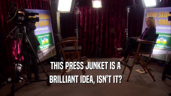 THIS PRESS JUNKET IS A BRILLIANT IDEA, ISN'T IT? 