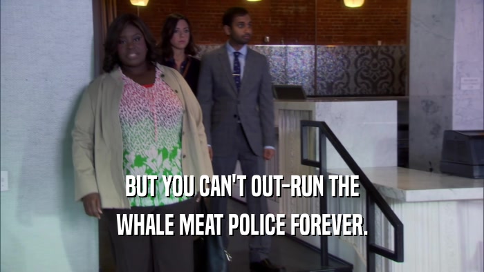 BUT YOU CAN'T OUT-RUN THE WHALE MEAT POLICE FOREVER. 