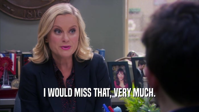 I WOULD MISS THAT, VERY MUCH.  
