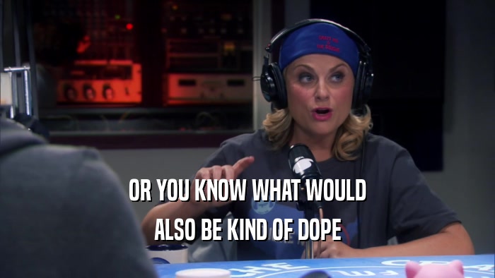 OR YOU KNOW WHAT WOULD ALSO BE KIND OF DOPE 