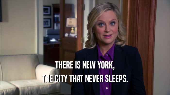 THERE IS NEW YORK,
 THE CITY THAT NEVER SLEEPS.
 