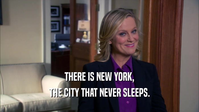THERE IS NEW YORK,
 THE CITY THAT NEVER SLEEPS.
 
