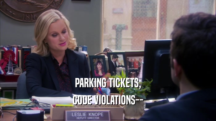 PARKING TICKETS, CODE VIOLATIONS-- 