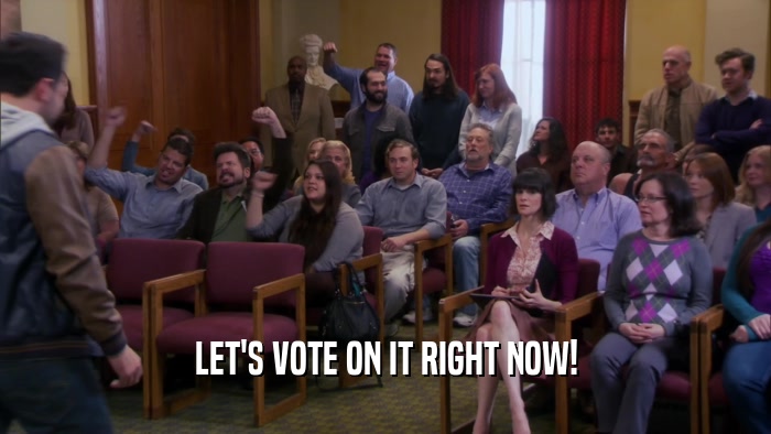 LET'S VOTE ON IT RIGHT NOW!  