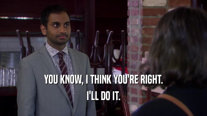 YOU KNOW, I THINK YOU'RE RIGHT. I'LL DO IT. 