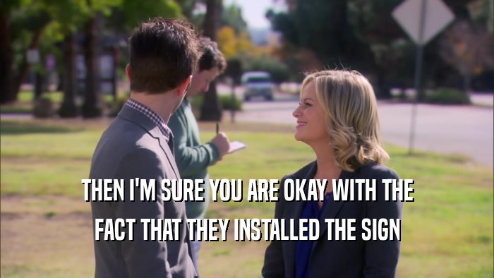 THEN I'M SURE YOU ARE OKAY WITH THE FACT THAT THEY INSTALLED THE SIGN 