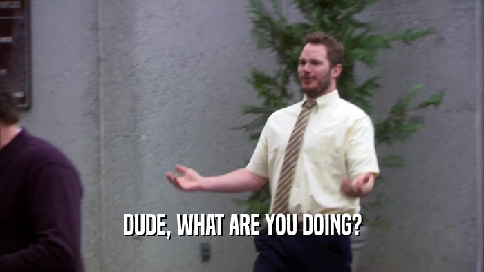 DUDE, WHAT ARE YOU DOING?  