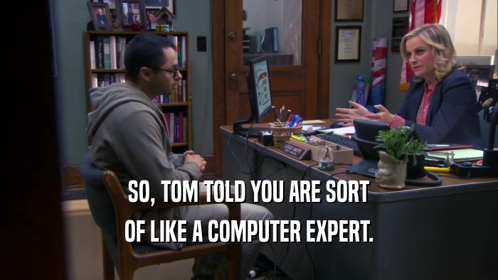 SO, TOM TOLD YOU ARE SORT OF LIKE A COMPUTER EXPERT. 