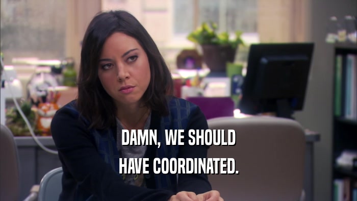 DAMN, WE SHOULD HAVE COORDINATED. 