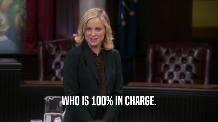 WHO IS 100% IN CHARGE.  