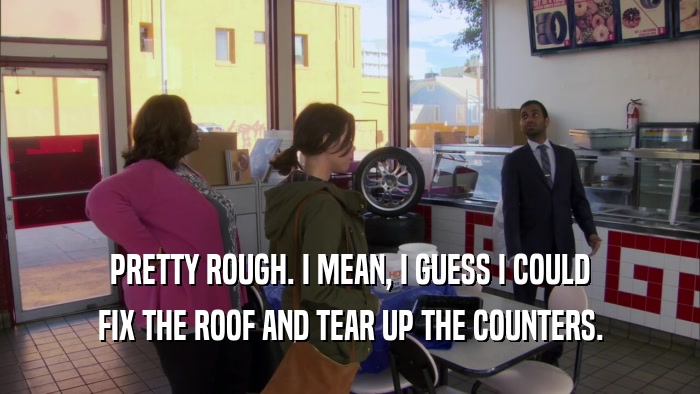 PRETTY ROUGH. I MEAN, I GUESS I COULD FIX THE ROOF AND TEAR UP THE COUNTERS. 