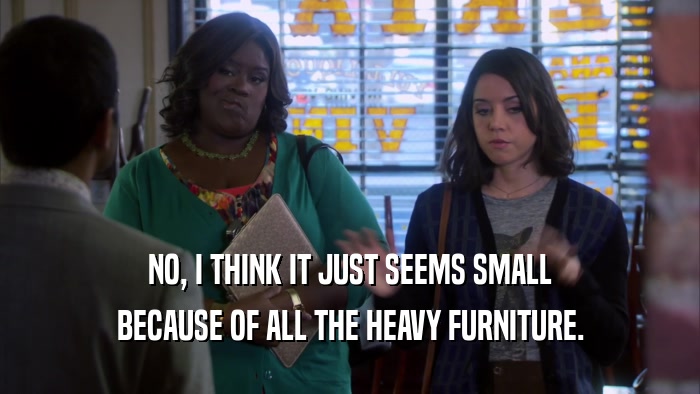 NO, I THINK IT JUST SEEMS SMALL BECAUSE OF ALL THE HEAVY FURNITURE. 