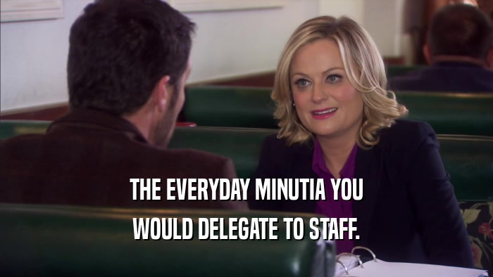 THE EVERYDAY MINUTIA YOU WOULD DELEGATE TO STAFF. 