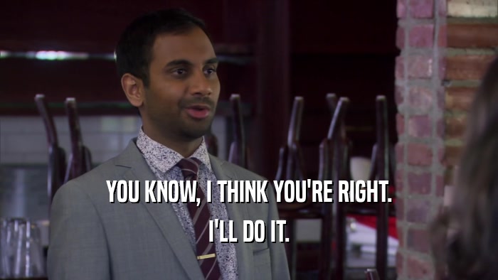 YOU KNOW, I THINK YOU'RE RIGHT. I'LL DO IT. 