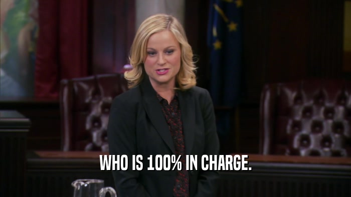 WHO IS 100% IN CHARGE.  