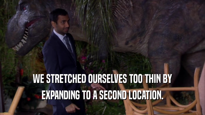 WE STRETCHED OURSELVES TOO THIN BY EXPANDING TO A SECOND LOCATION. 