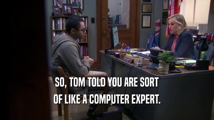 SO, TOM TOLD YOU ARE SORT OF LIKE A COMPUTER EXPERT. 