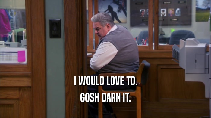 I WOULD LOVE TO. GOSH DARN IT. 