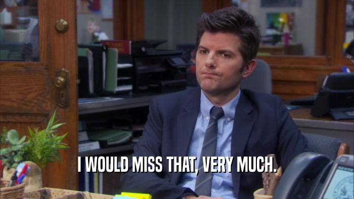 I WOULD MISS THAT, VERY MUCH.  