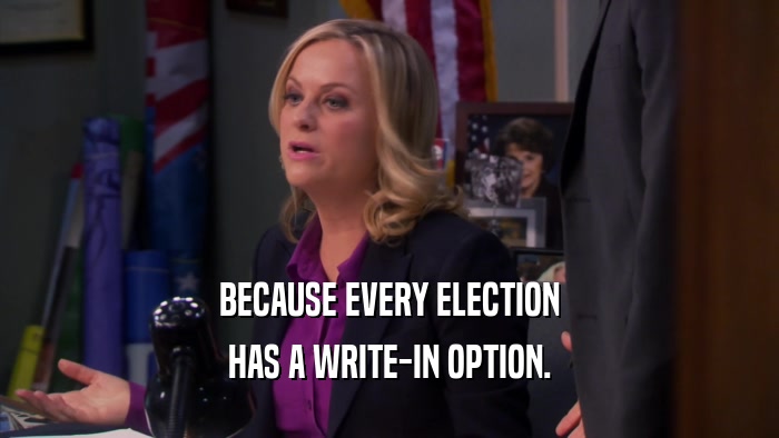 BECAUSE EVERY ELECTION
 HAS A WRITE-IN OPTION.
 