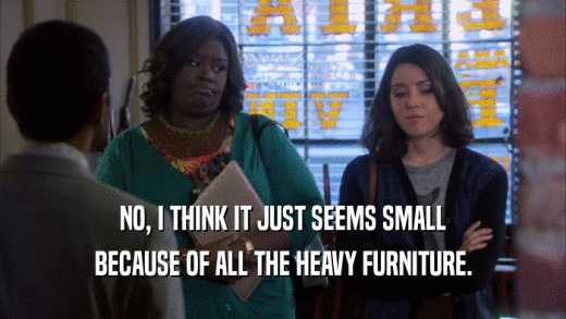 NO, I THINK IT JUST SEEMS SMALL BECAUSE OF ALL THE HEAVY FURNITURE. 