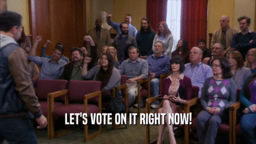 LET'S VOTE ON IT RIGHT NOW!  