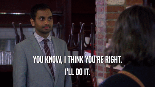 YOU KNOW, I THINK YOU'RE RIGHT. I'LL DO IT. 