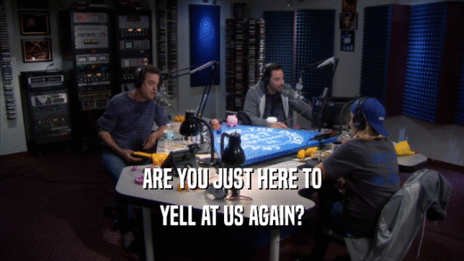 ARE YOU JUST HERE TO YELL AT US AGAIN? 