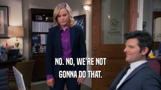 NO. NO, WE'RE NOT GONNA DO THAT. 