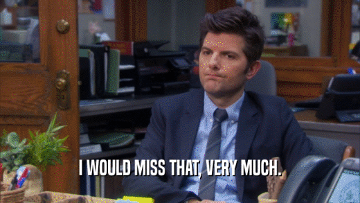 I WOULD MISS THAT, VERY MUCH.  