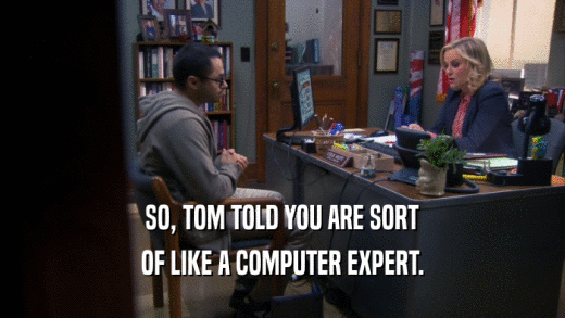 SO, TOM TOLD YOU ARE SORT OF LIKE A COMPUTER EXPERT. 