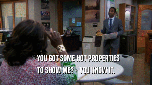 - YOU GOT SOME HOT PROPERTIES TO SHOW ME? - YOU KNOW IT. 