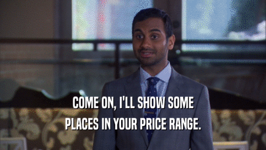 COME ON, I'LL SHOW SOME PLACES IN YOUR PRICE RANGE. 