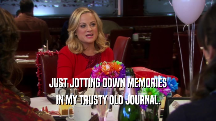 JUST JOTTING DOWN MEMORIES IN MY TRUSTY OLD JOURNAL. 