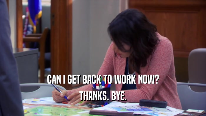 CAN I GET BACK TO WORK NOW? THANKS. BYE. 