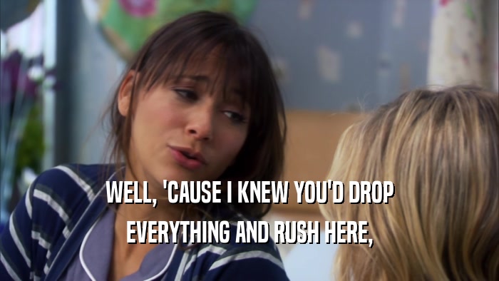 WELL, 'CAUSE I KNEW YOU'D DROP EVERYTHING AND RUSH HERE, 