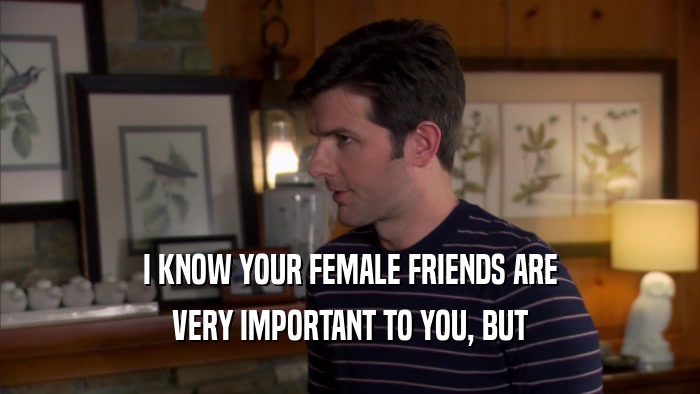 I KNOW YOUR FEMALE FRIENDS ARE
 VERY IMPORTANT TO YOU, BUT
 