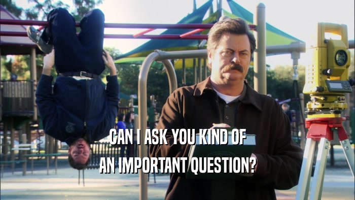 CAN I ASK YOU KIND OF AN IMPORTANT QUESTION? 